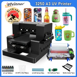 A3 UV Printer For Epson L805 UV Flatbed Printer with Varnish UV DTF Printing Machine For Phone case Metal Bottle Acrylic Print