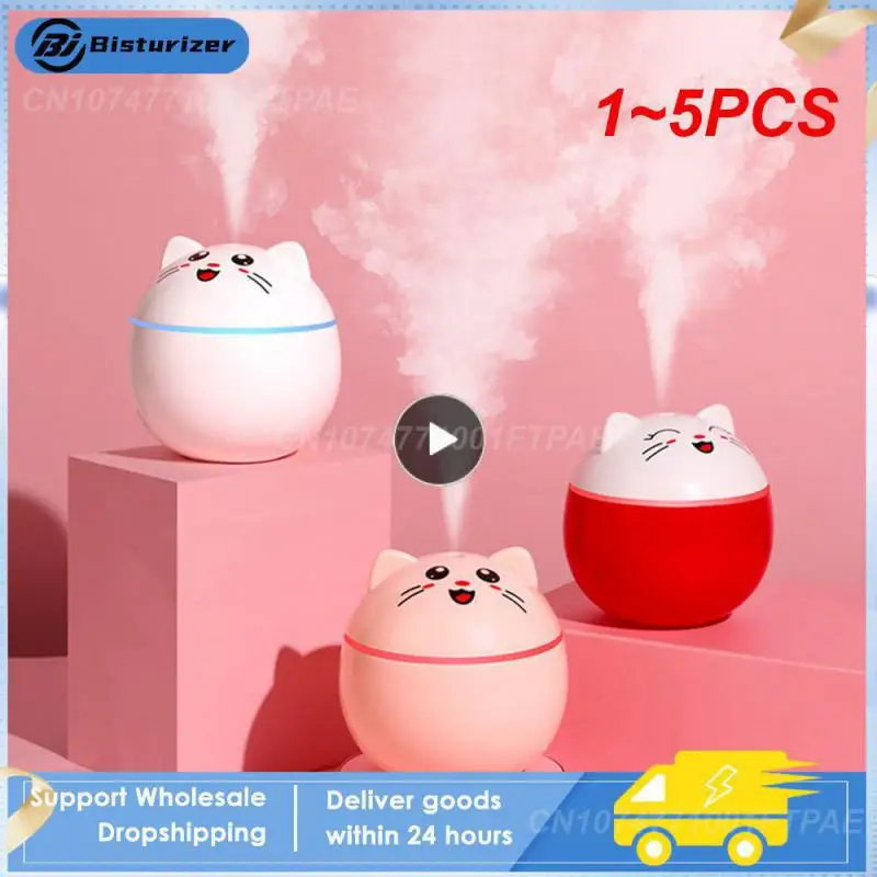 

1~5PCS Air Humidifier for Home Ultrasonic Car Mist Maker with Colorful Night Cat USB Lamps Mini Office Air Purifier