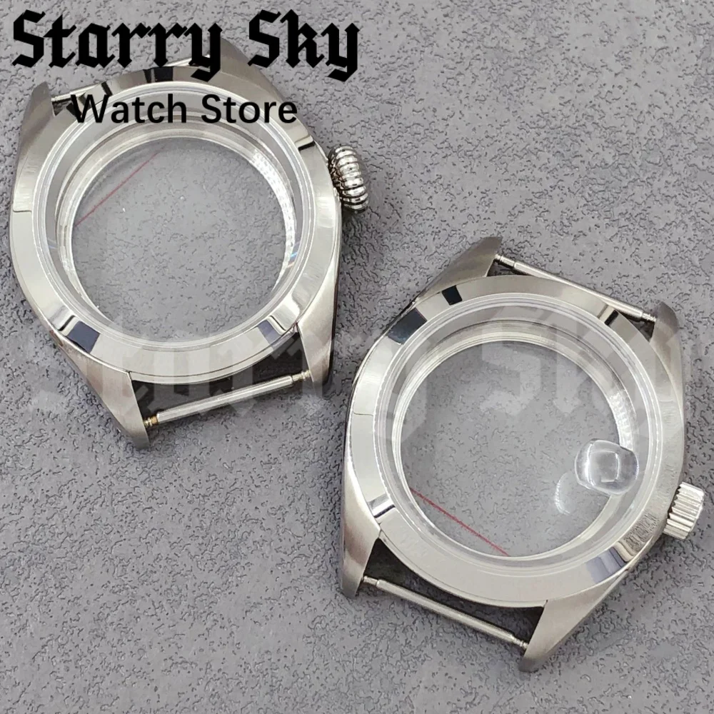 LARIMOKER 38 مللي متر الياقوت الزجاج مصقول المنحدر الحافة ساعة فضية مناسبة ل NH35/ETA2824 PT5000 ساعة يد تعمل بالحركة اكسسوارات
