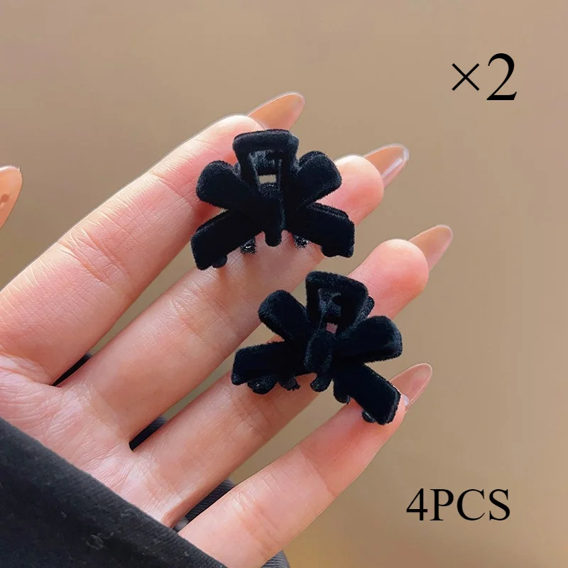 قطعتان من مشابك مخلب القوس المخملي الأحمر للعام الجديد - مشابك شعر جانبية للنساء، مشابك شعر على شكل غرة لمجموعة هدايا إكسسوارات الشعر الجميلة