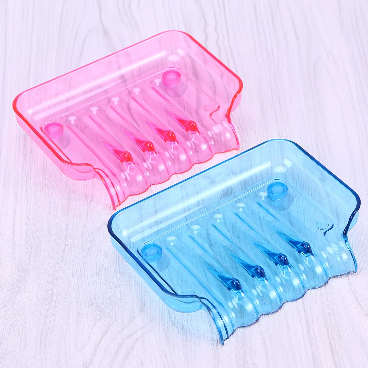 

Soap Dish Suction Clear Bathroom Shelf Strong Suckers Hollow Design Non-Perforated Soap Box Drainage Tray For Shower Wall