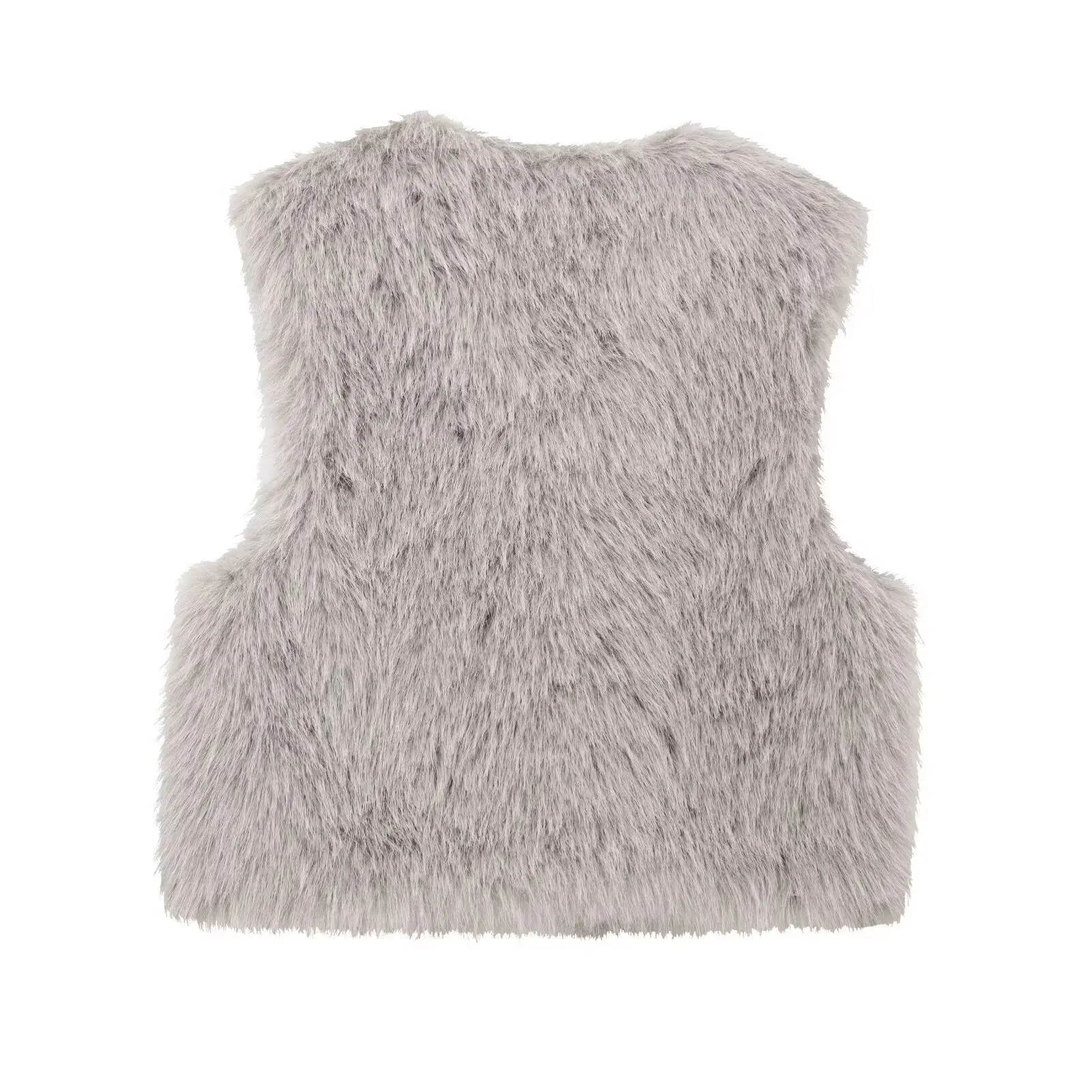 Guobioziy Women's Cardigan Vest Jacket Solid Color Coat Vest Street Style Fashion Solid Color Sleeveless Faux Fur Vest
