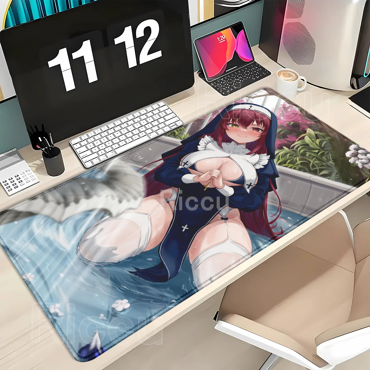 Gaming Keyboard Typewriter - Hololive Houshou Marine Large Mouse Pad