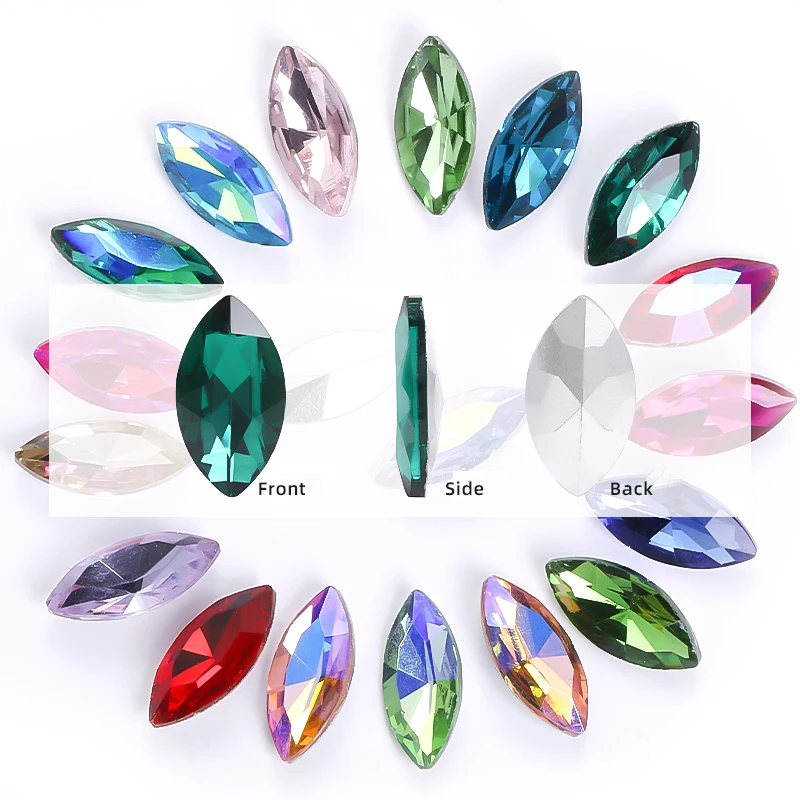 All Size 3-32MM Navette Rhinestone Jewelry Crafts Horse Eye Glass Crystal Fancy Stones Garment Decoration Leaf Crystal Findings