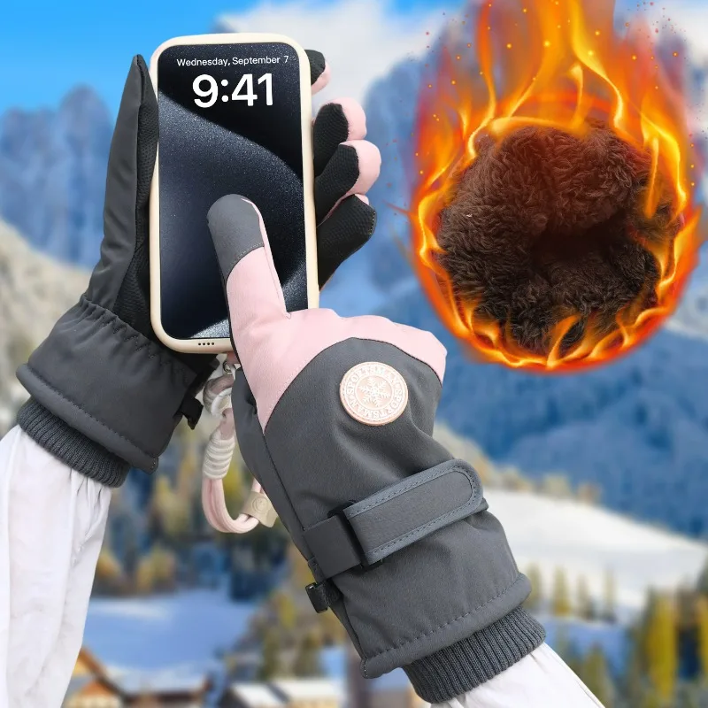 

Зимние перчатки, толстые теплые термоперчатки с сенсорными пальцами, водонепроницаемые перчатки для холодной погоды для катания на лыжах, велоспорта, пешего туризма