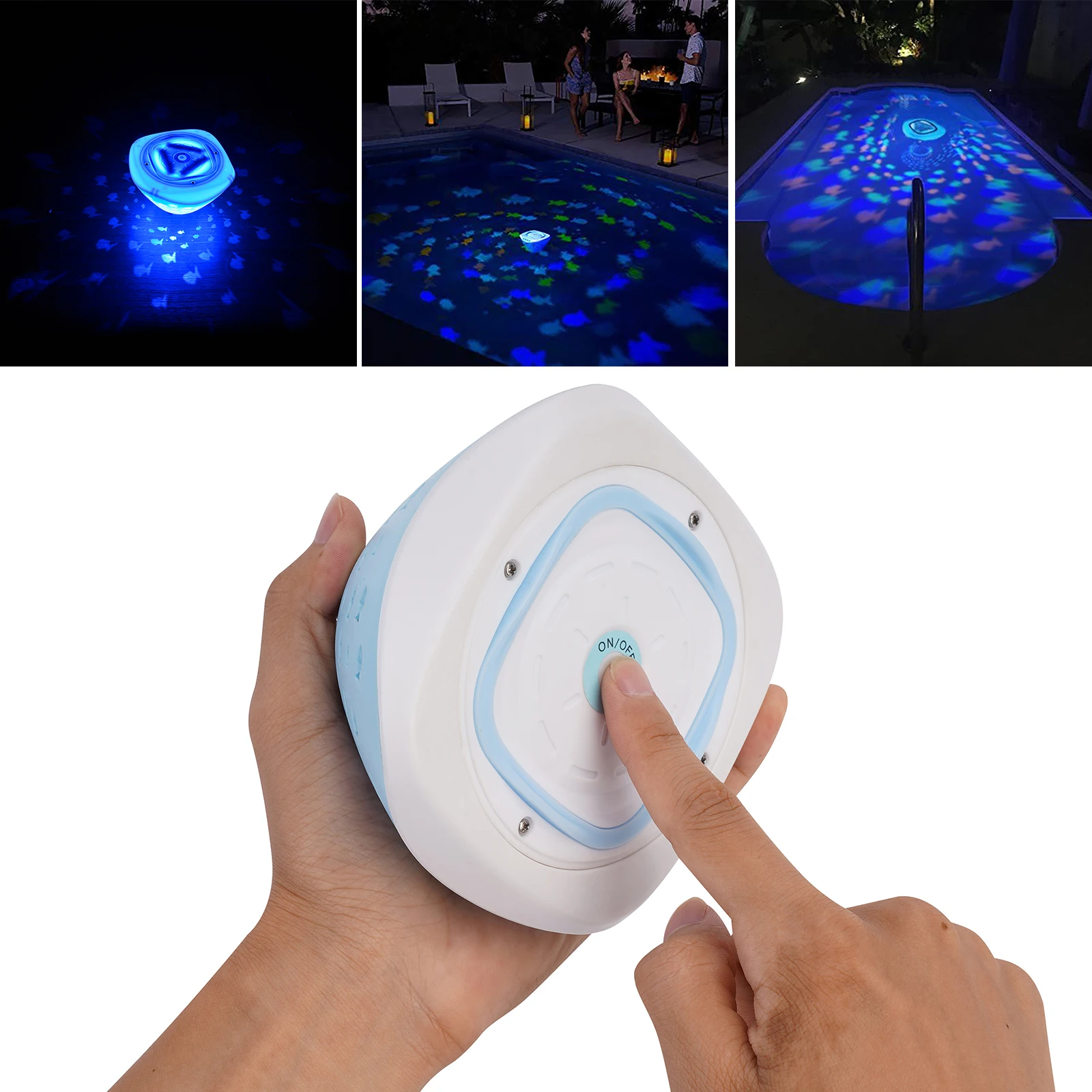 Swimming Pool Lights 4 Colors 5 Mode Cute Fish Pattern Light Underwater Pool Party Lights Floating Projector Lights Garden Decor