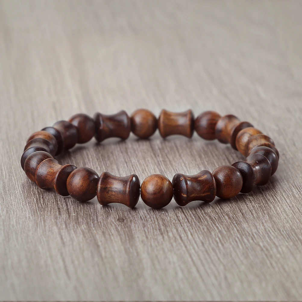 Black Natural Sandalwood Bracelets Buddhist 8mm Wooden Beads Men Bracelet&Bangles Prayer Rosary Jewelry Ebony Rosewood For Women