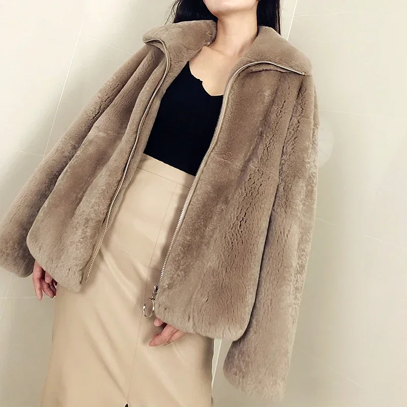 Moda Super Quality Genuine Rex Rabbit Fur Jacket autunno inverno 2024 cappotti e giacche caldi donna Roupas Femeninas Zjt1569