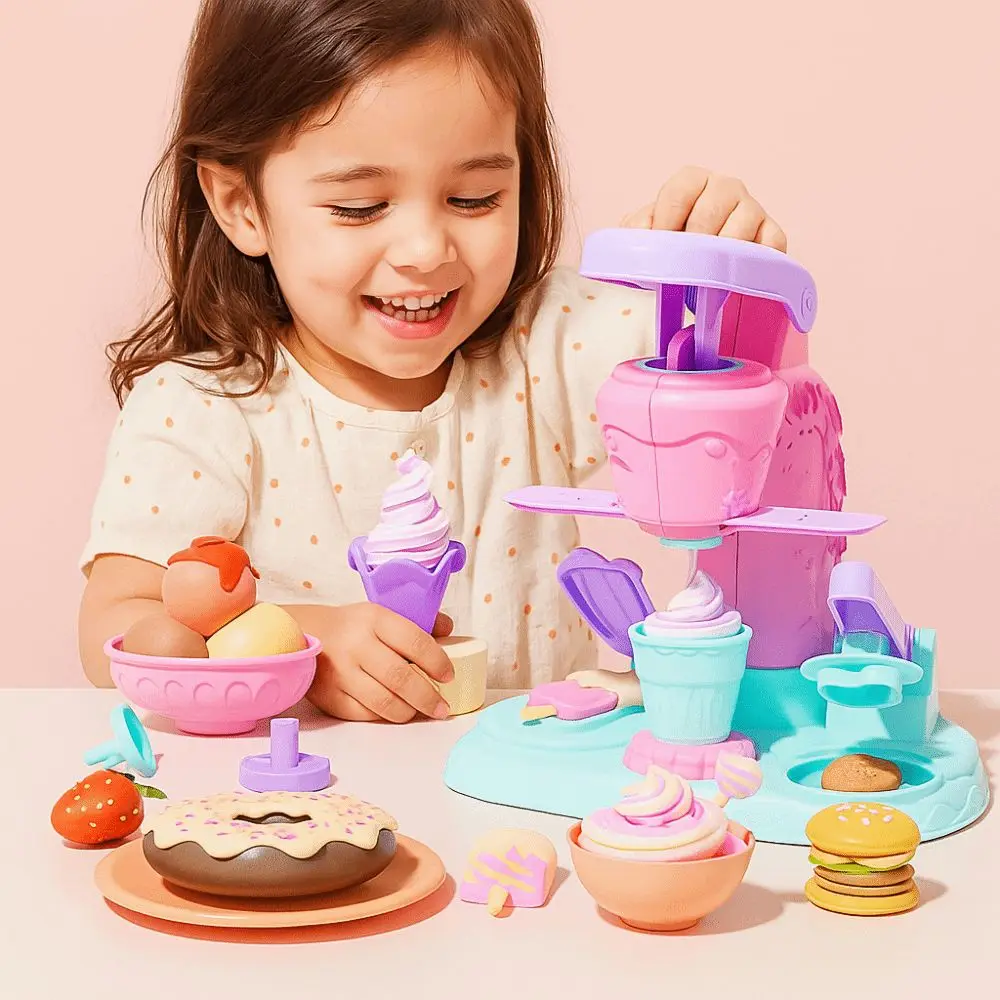 

Unique Design DIY Maker Toy Handmade Mold Tool Interesting Design Creative DIY Tool Colored Clay Ice Cream Noodles Machine