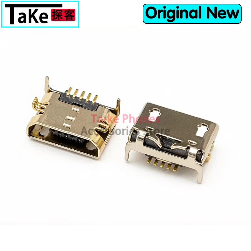 100-500Pcs Plate Female Socket Mini Connector Micro USB 5Pin Jack Big Ox Horn Four Legs for Mobile Phone Charging Tail Plug