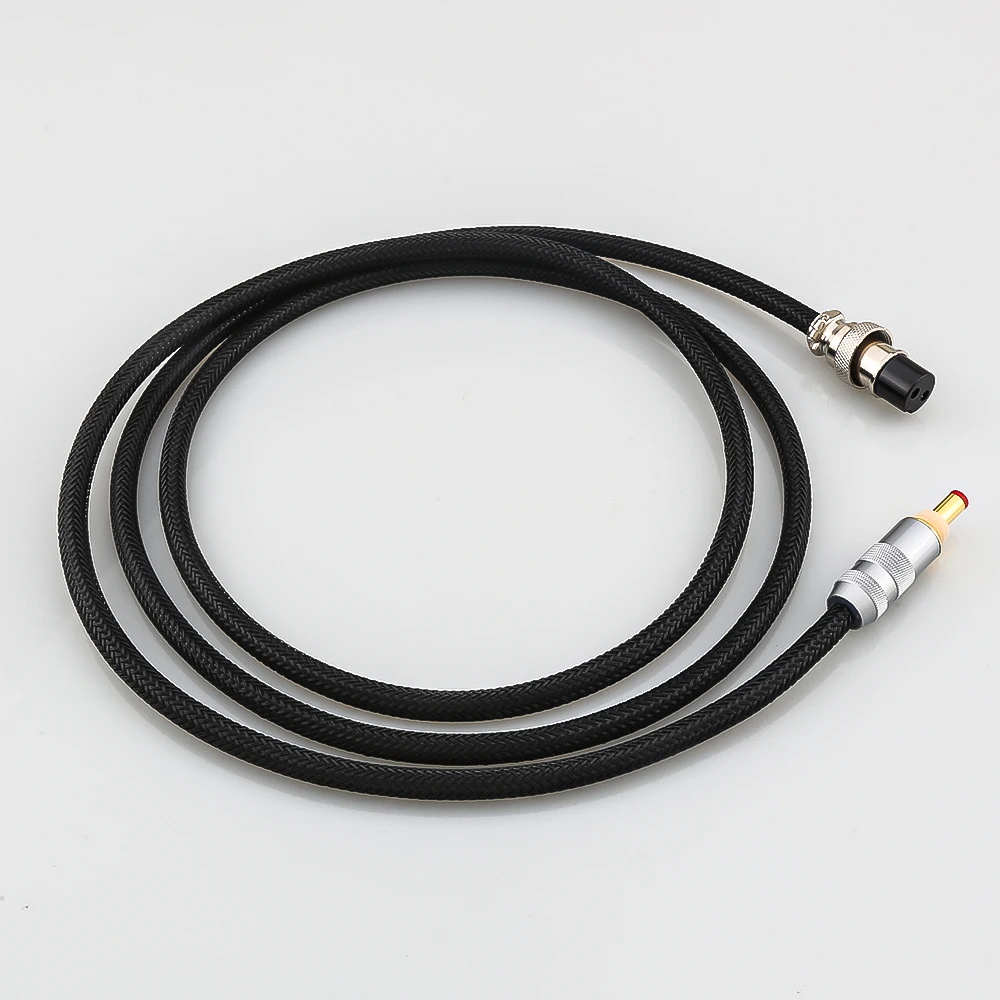 High Quality Pure Solid Silver GX16 2 Pin to 5.5x2.1/5.5x2.5mm DC Cable For Linear Power Supply