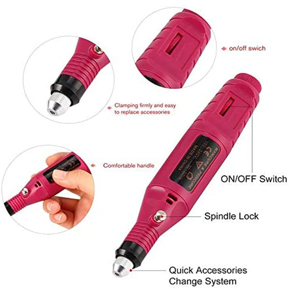 الكهربائية مسمار التدريبات عدة إزالة البولندية مانيكير باديكير 6 قطعة ملف الأظافر الرملي العصابات آلة مسمار الفن القلم جهاز