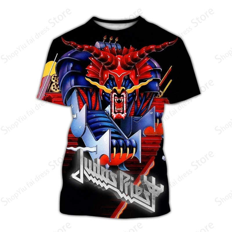 تي شيرت فرقة روك ميتال ثقيلة للرجال والنساء ، طباعة جودا كاهن ثلاثية الأبعاد ، تيشيرتات عصرية ، قمصان أطفال بأكمام قصيرة ، تيشيرتات ، ملابس رجالية