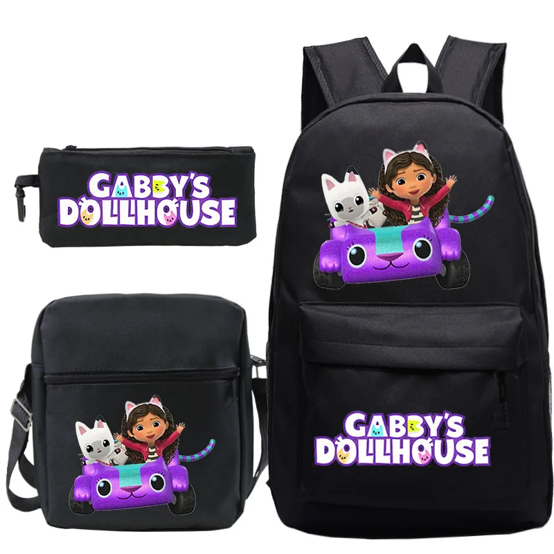 Gabby-mochilas escolares para casa de muñecas, conjunto de 3 uds. De mochilas escolares para niñas y niños, bolsa de regalo para la vuelta a la escuela, Mochila de viaje para adolescentes