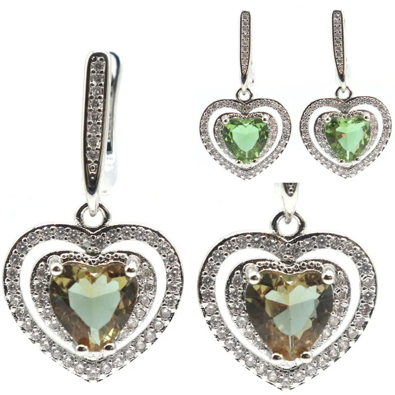31x17mm Romantic Heart Shape London Blue Topaz Morganite Alexandrite Topaz Zultanite Swiss Blue Topaz CZ Silver Earrings 5