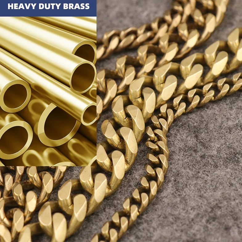50/100cm Heavy Duty Solid Brass Chain for Keyring Men Wallet Chains Belt Pants Keychain Hook DIY Leather Crafts Accessories