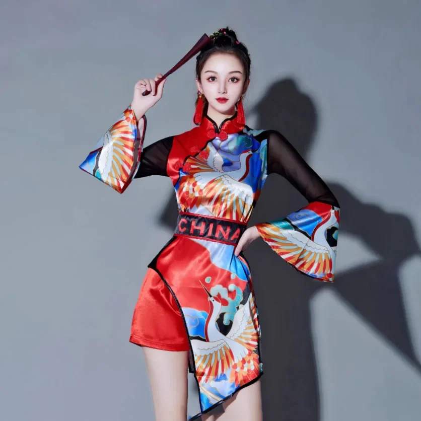 

Jazz Dance Costume Chinese Style Hip Hop Dance Modern Dance Costume Fan Adult