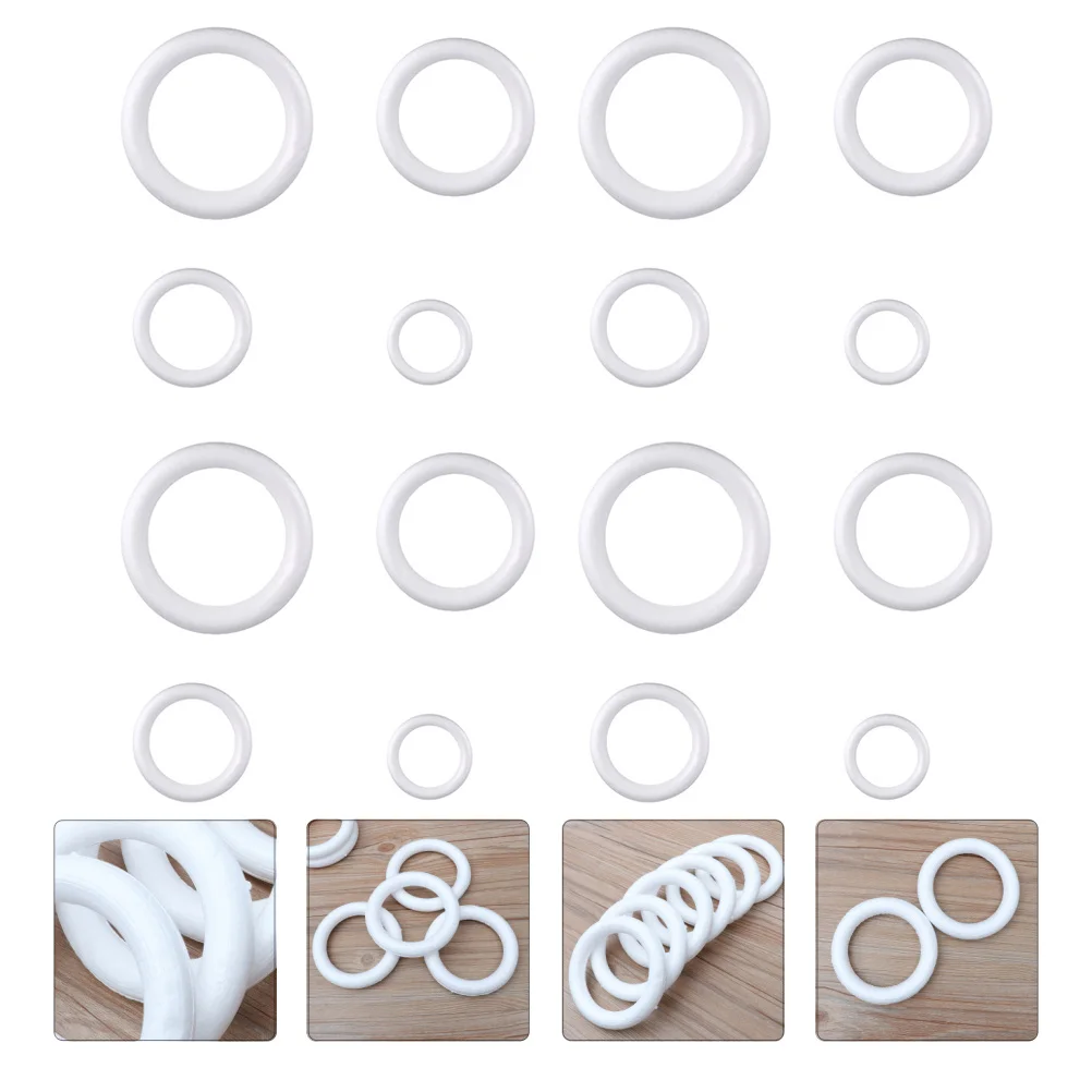 

16 pcs Foam Forms White Craft Circles For Diy Christmas Decorations Wreath Making Supplies Base Polystyrene Ring Craft Wreath
