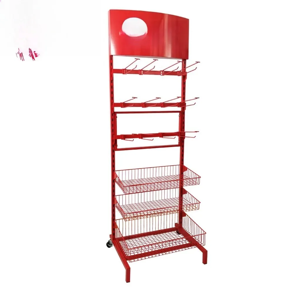 Wholesale Freestanding Wire Chips Candy Candy Rack Display Hanging Basket Store Shelf