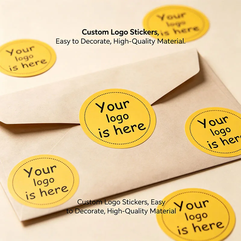 Custom Your Logo Border Round Stickers Personalized Brand Name Image Gift Box Shipping Package Sealing Stickers Jar Tags view 5