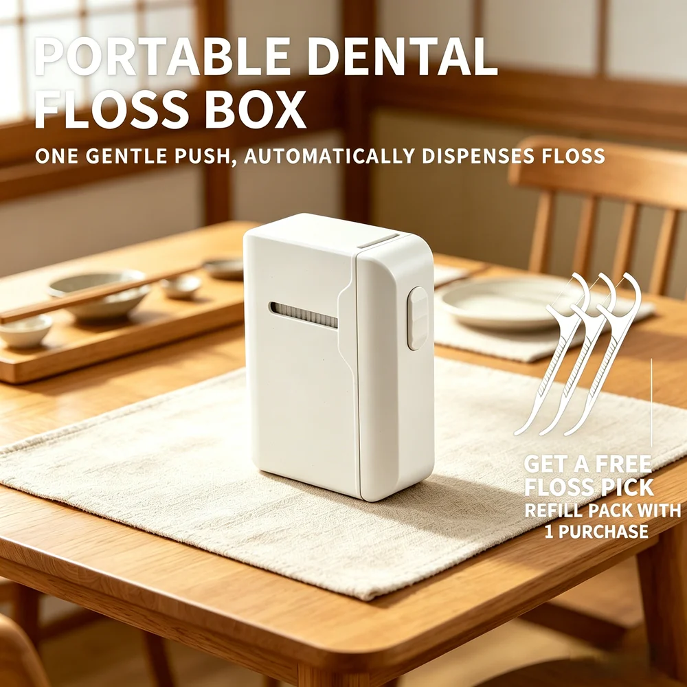 

Автоматический дозатор и 80 зубных нитей-флоссеров, портативный набор для ухода за зубами для путешествий, командировок, кемпинга и активного отдыха