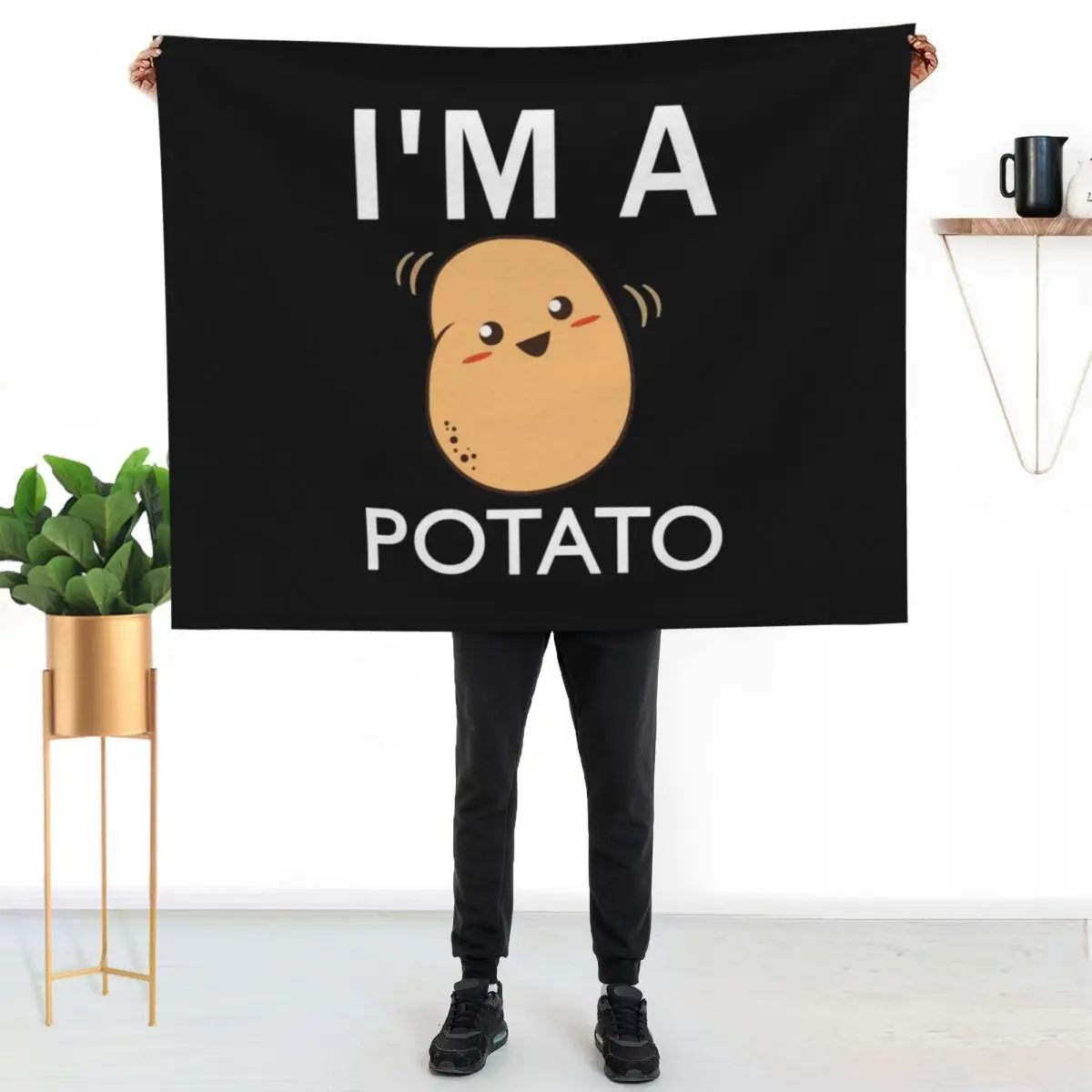 I'm a potato - funny potato gift for kids,baby and family Throw Blanket Cute Luxury funny gift Flannel Fabric Hair Blankets