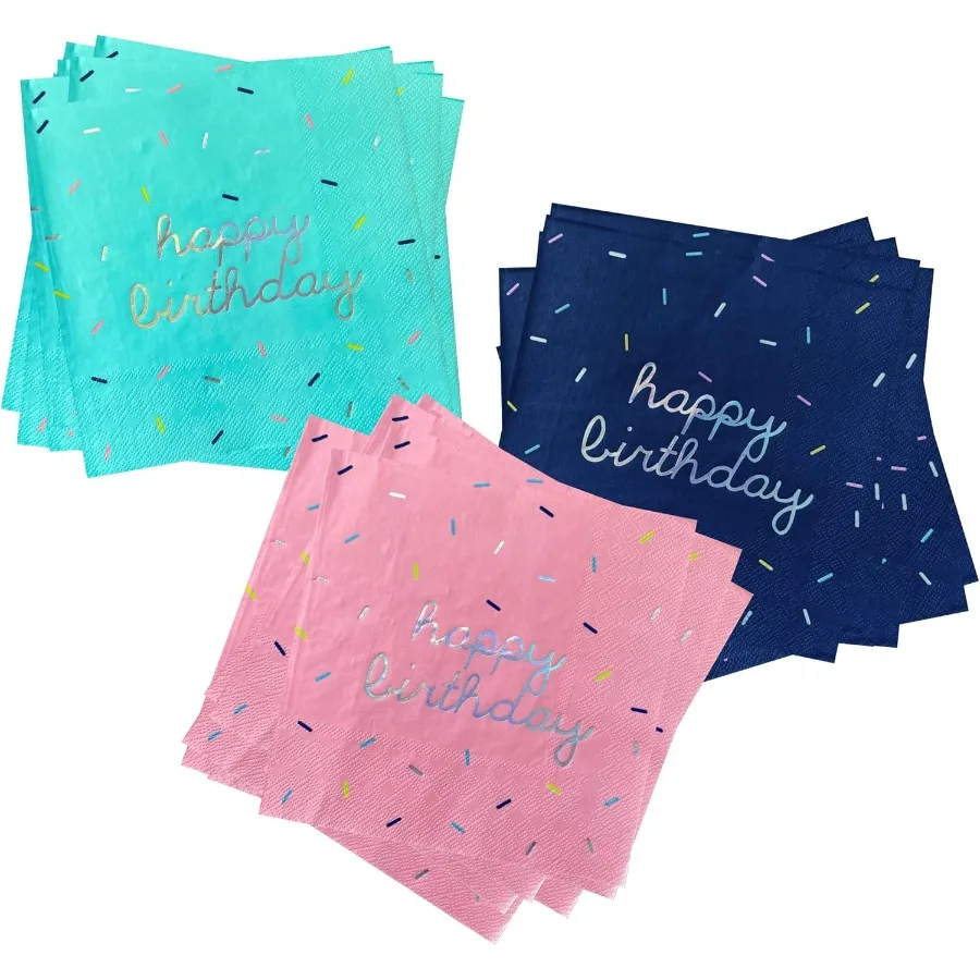 

Harlow and Grey Sprinkles - Happy Birthday pkins 24 pkin Multi-Color Pack Birthday Party Baby's Birthday - Disposable Paper pki