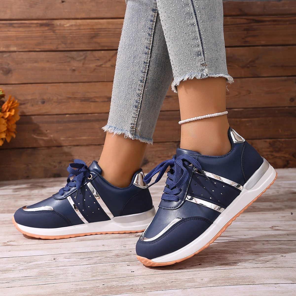 New Women Sneakers Platform Shoes Leather Patchwork Casual Sport Shoes Ladies Outdoor Running Vulcanized Shoes Zapatillas Mujer