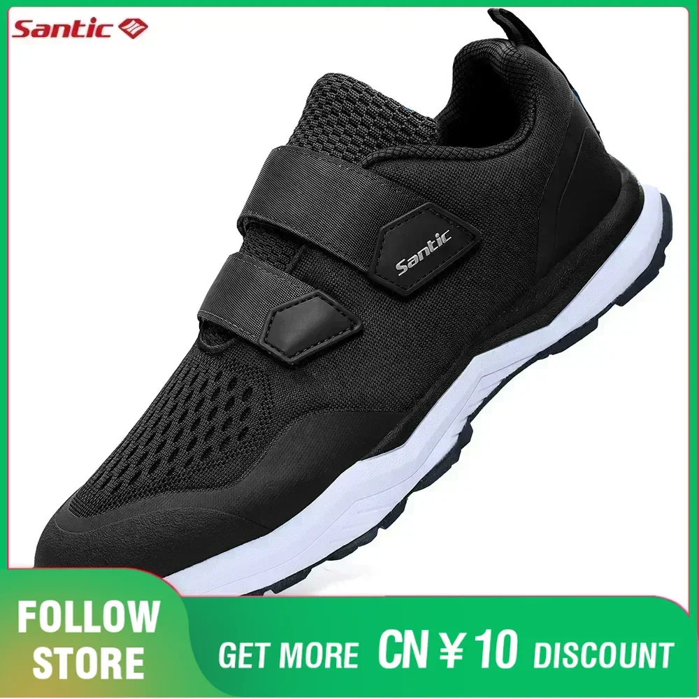 Santic Casual Mountain Bike Shoes Fits SPD Pedal Men's Cycling Shoes Rubber Sole 3D Mesh Fabric Multi-purpose Running Sneakers