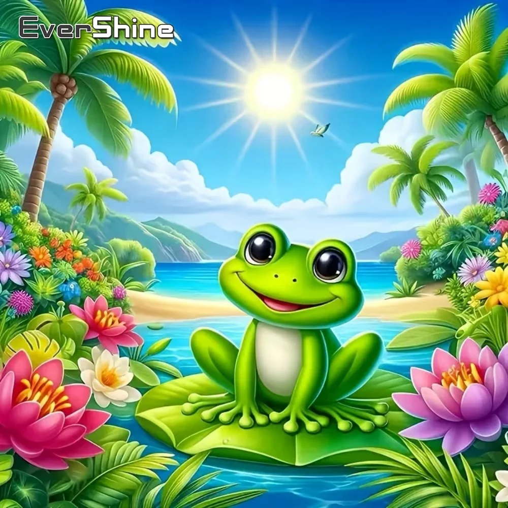 EverShine Frosch Diamantmalerei Tier Neuheit Stickerei DIY Bild Strass Mosaik Cartoon Bastelset Deko für Zuhause