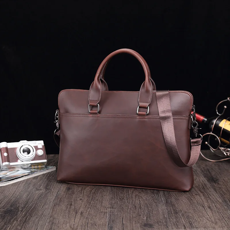 

Vintage Luxury Men's Handbag Large Capacity 15.6 Computer Bag PU Leather Messsenger Pack Male Shoulder Crossbody Bag Tote Packs