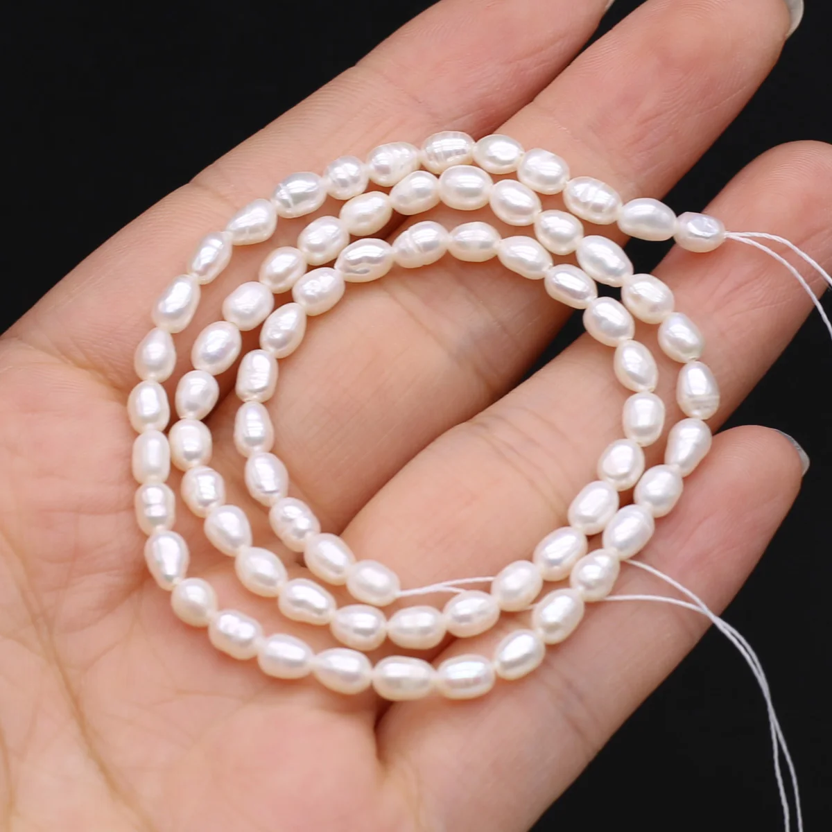 AA+ 3-4mm Natural Freshwater Pearls High Quality Rice Shaped Loose Beads for Jewelry Making DIY Necklace Bracelet Accessories