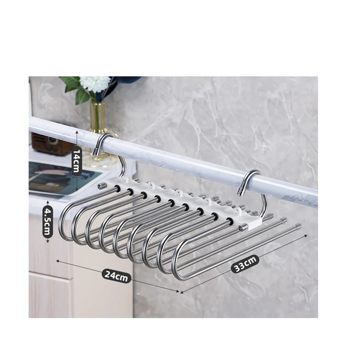 ไม้แขวนกางเกงทำจากเหล็กมีหลายชั้นชั้นวางที่เก็บเสื้อผ้า5ชั้น