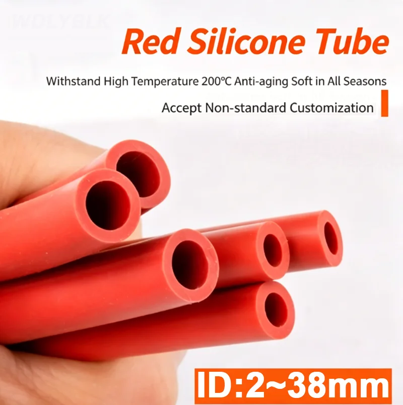 ID 2mm~38mm Red Silicone Vacuum Tube Heat Resistant Automobile Fuel Tank Pipe Vacuum Cooling Tube Air Pump Soft Rubber Hose
