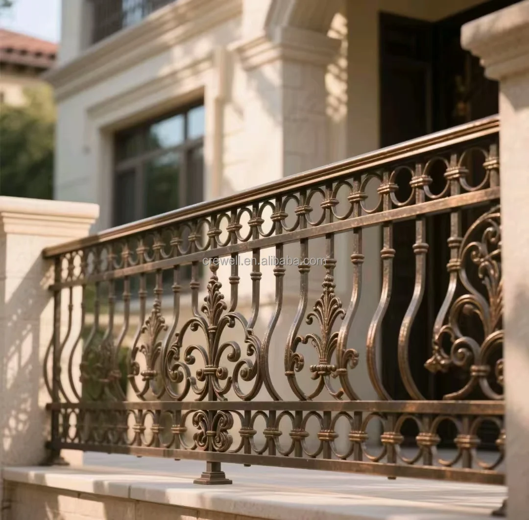 Customization Modern Design Black Wrought Iron Stair Railing Exterior Balustrades & Handrails