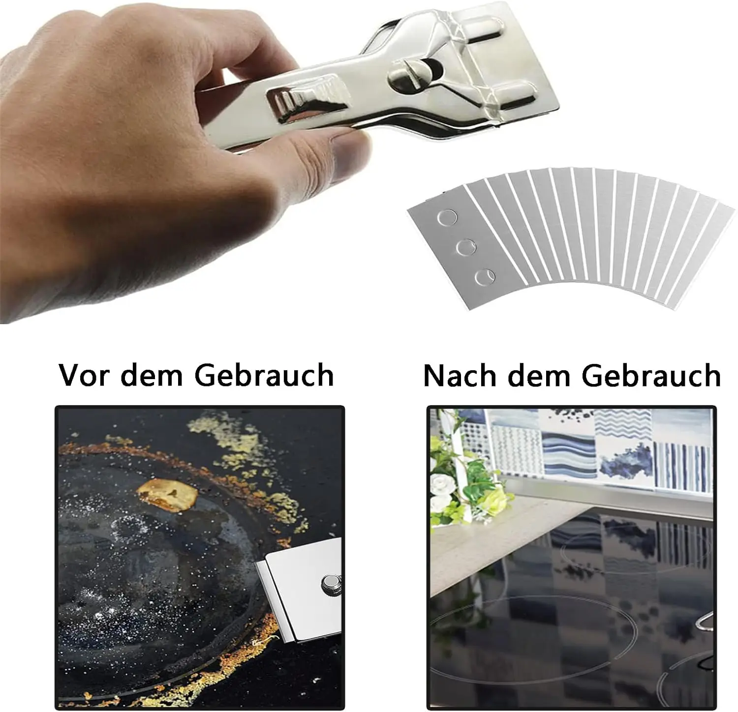 Glass Scraper Tool Stainless Steel Cleaning Scraper Suitable for Glass Ceramic and Induction Cooktops Wall Floor Paint Scraper