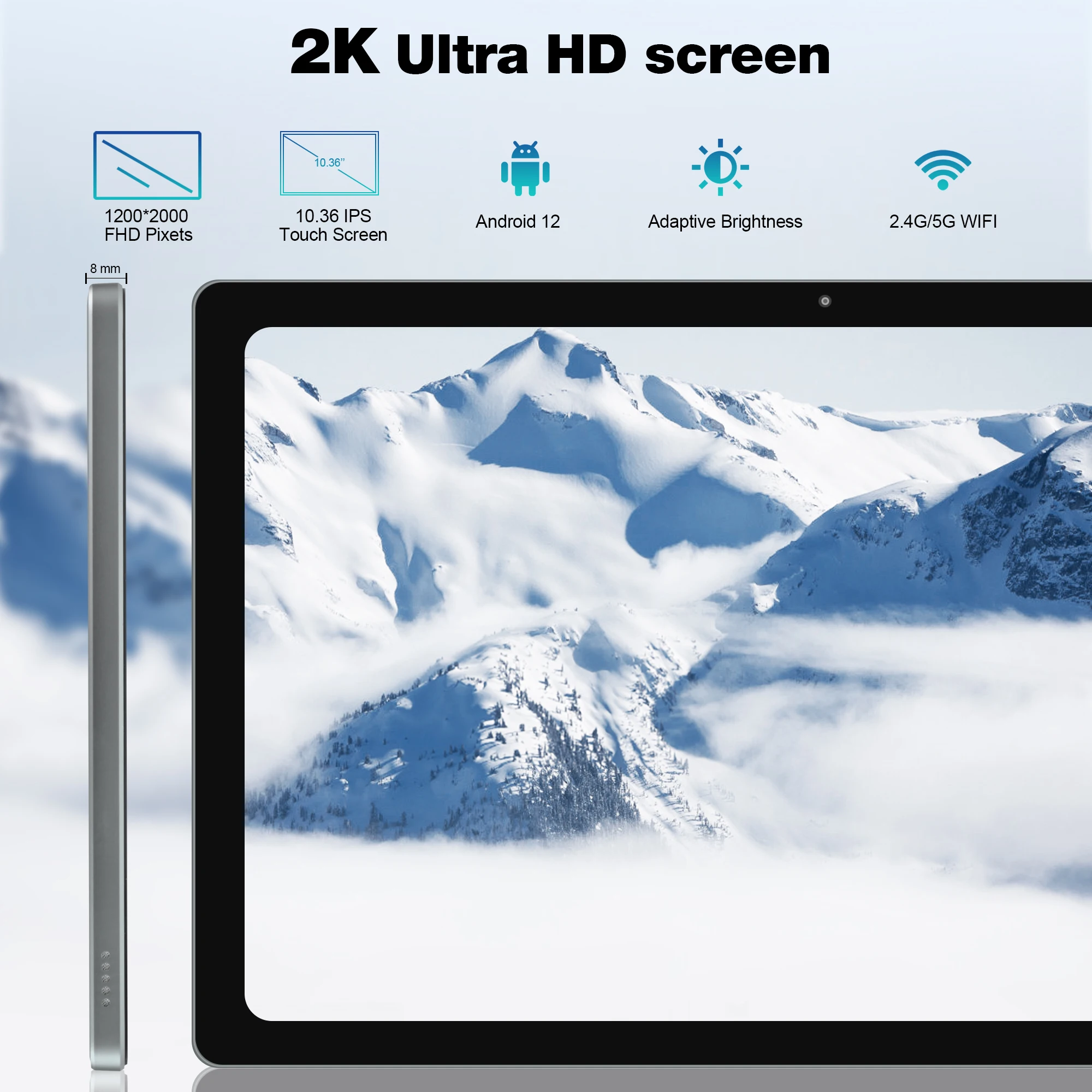 Veidoo 10,36 Zoll Android 12 Tablet 2000*1200 6GB+128GB 6000mAh Dual 4G LTE Tablet PC