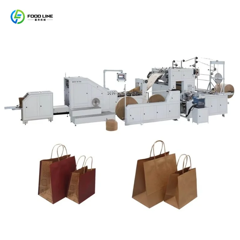 Complete Kraft Paper Bag Production Line, Automatic Handbag Making Machine with Integrated Printing Marker