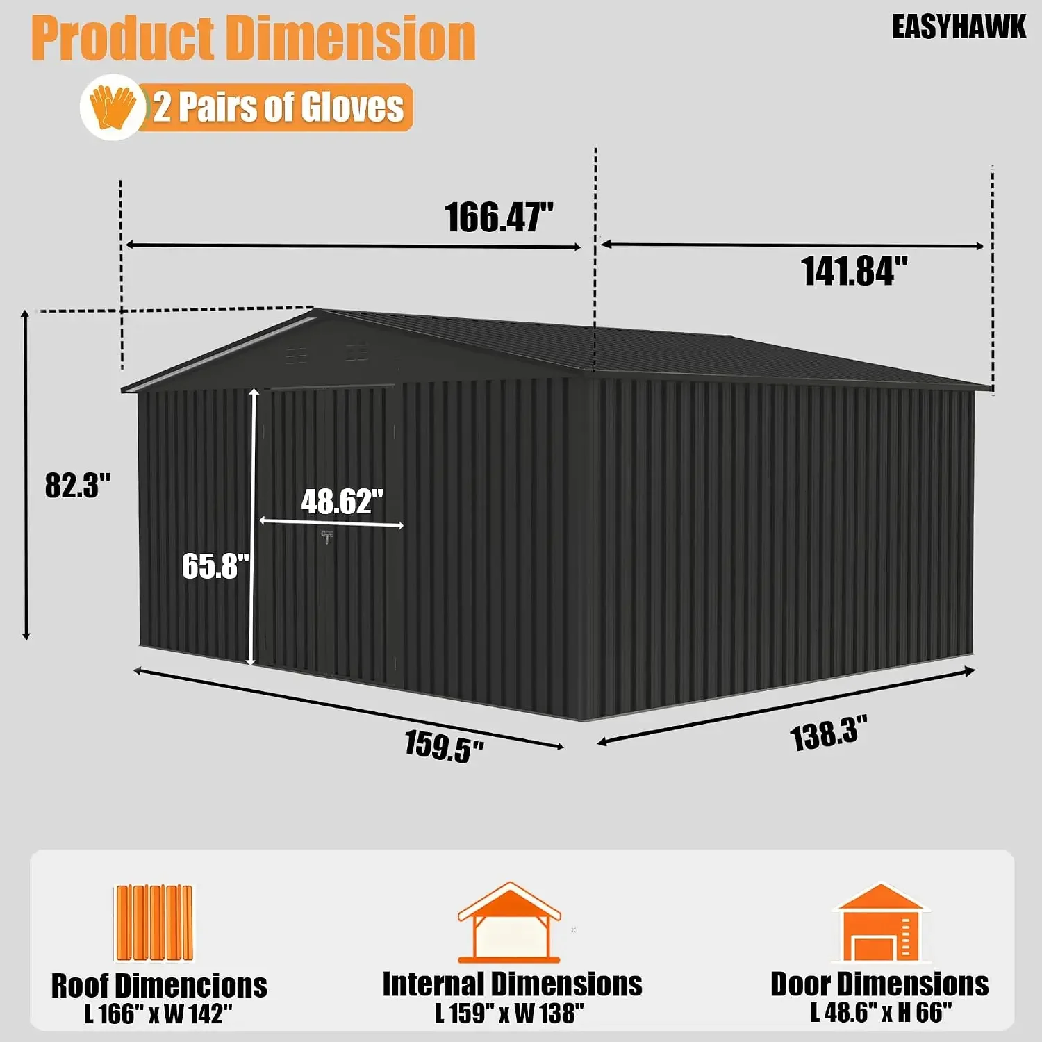 14x12 FT Outdoor Storage Shed, Metal Garden Shed with Lockable Door & Sloped Roof, Large Waterproof Utility Tool Shed