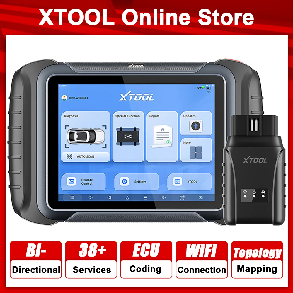 

XTOOL D8W Upgraded of D8BT, Car DoIP Diagnostic Tool All System Diagnosis Active Test Key Programming ECU Coding 38+ Reset CANFD