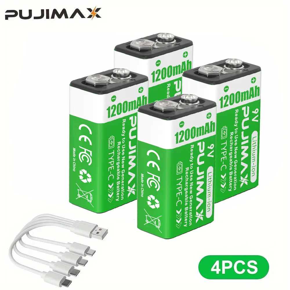 

Литиевая батарея PUJIMAX 1200 мАч Type-C 9V, подходит для гитар, микрофонов, мультиметров и других устройств.