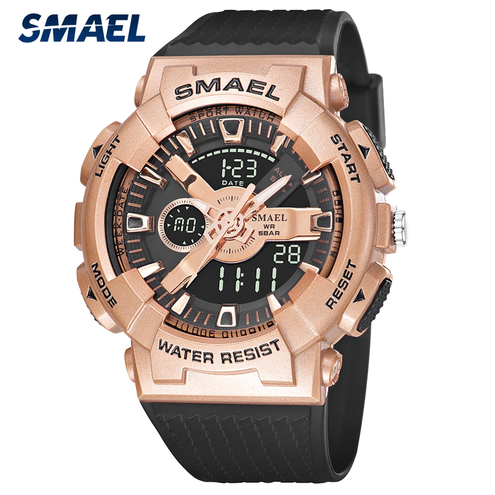 

SMAEL New 2024 Mens Quartz Digital Watch Top Luxury Brand Waterproof Sport Male Clock Military Dual Display Wristwatch For Men