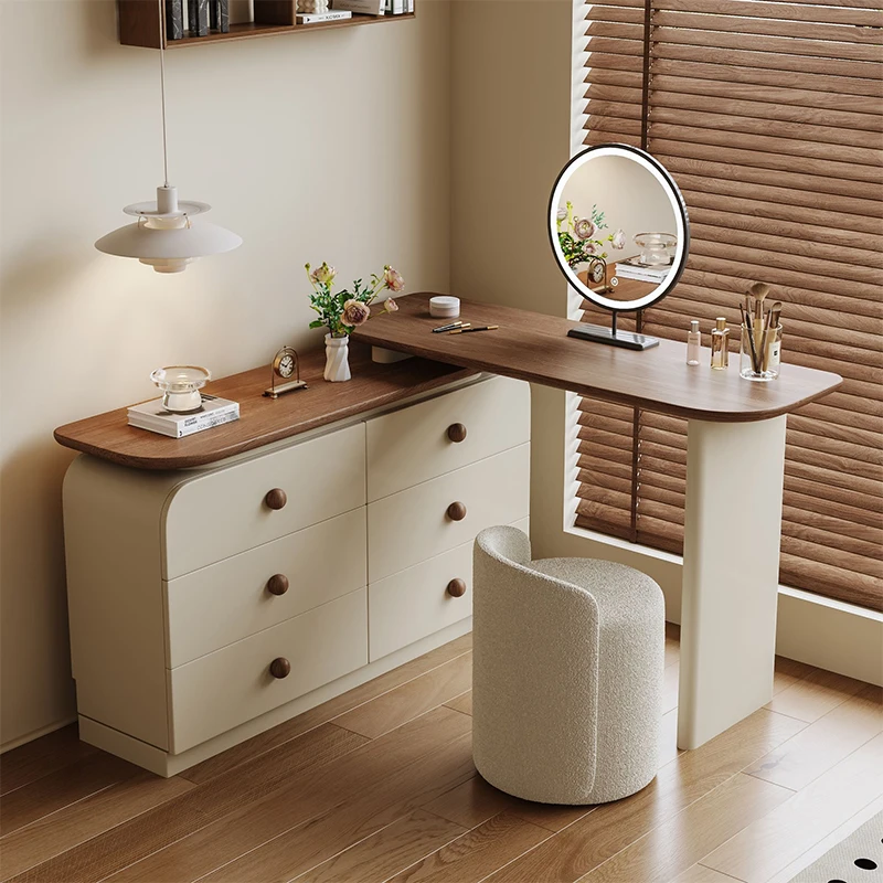 

French Simple Vanity Desk With Mirror Femme For Bedroom Modern Vanity Desk Aesthetic Storage Coiffeuse De Chambre Furniture