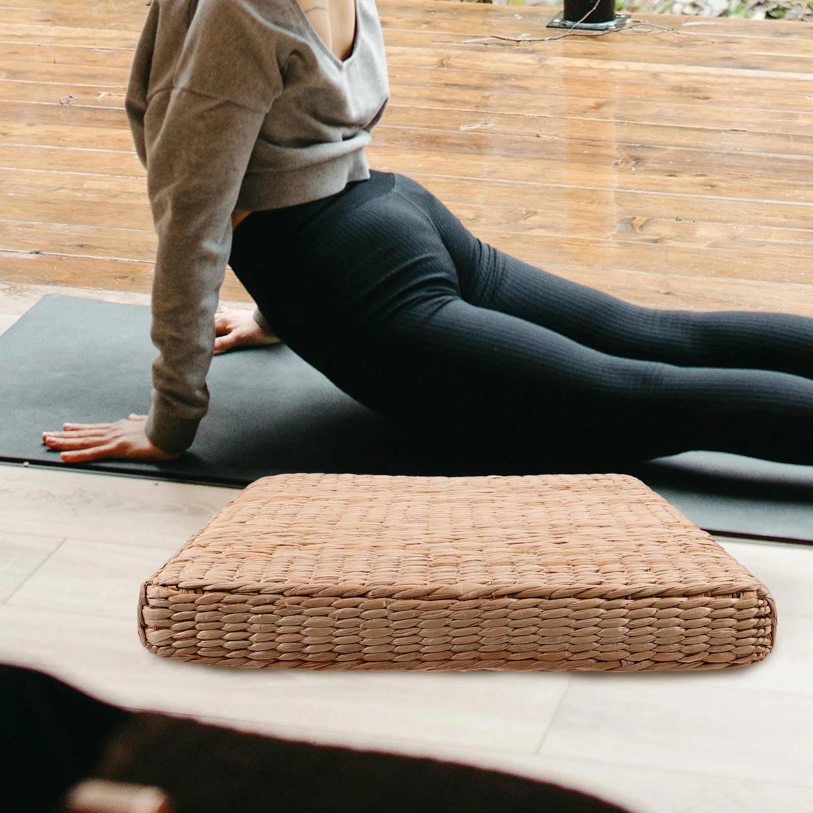 

Straw Cushion 40x40cm Thick 6cm Woven Floor Pillow for Yoga Meditation Sitting Pad Bedroom Living Room Decor