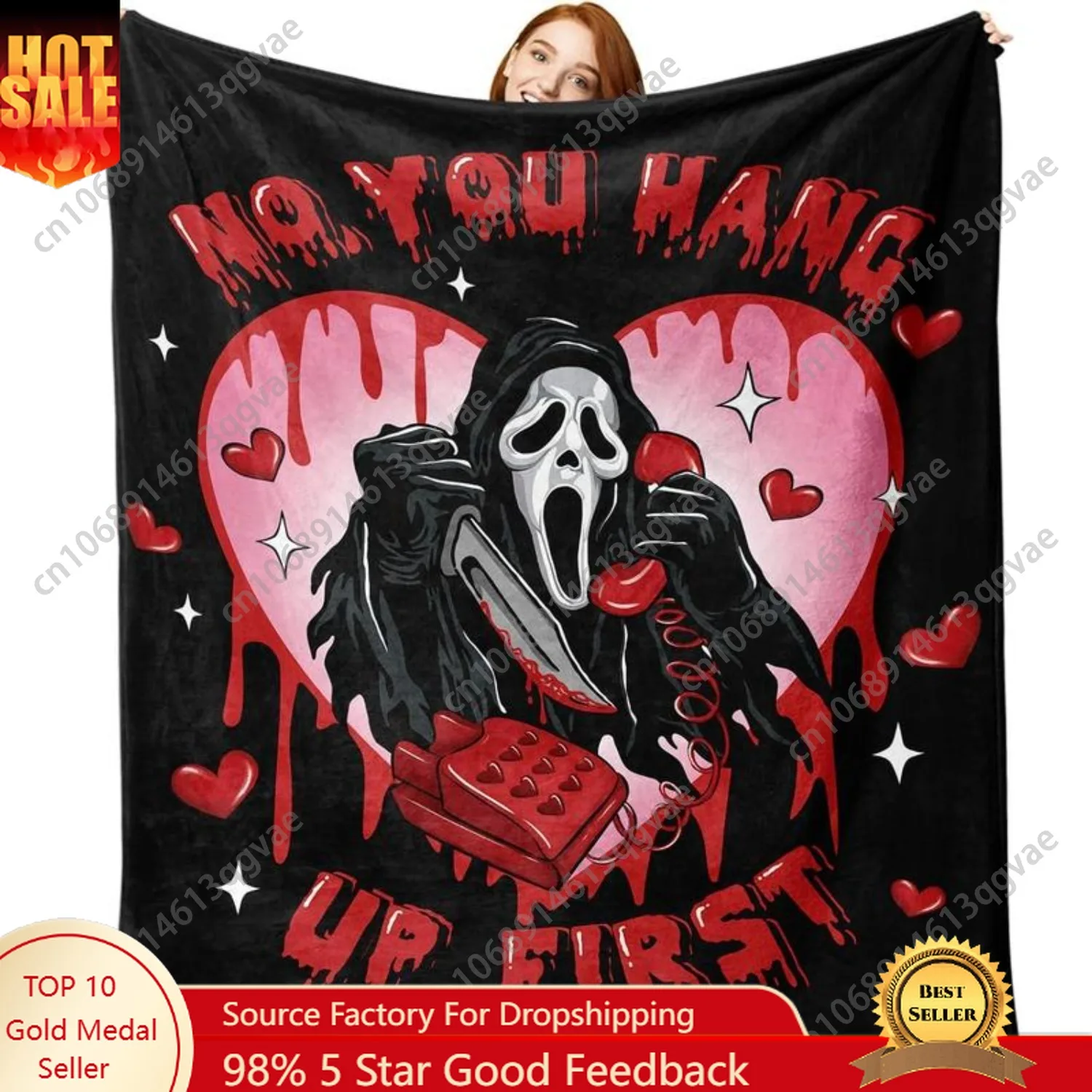 

Horror Face Design Flannel Throw Blanket Soft Black Plush Scary Movie Gift for Fans Funny Die Hard Horror Fan Gift