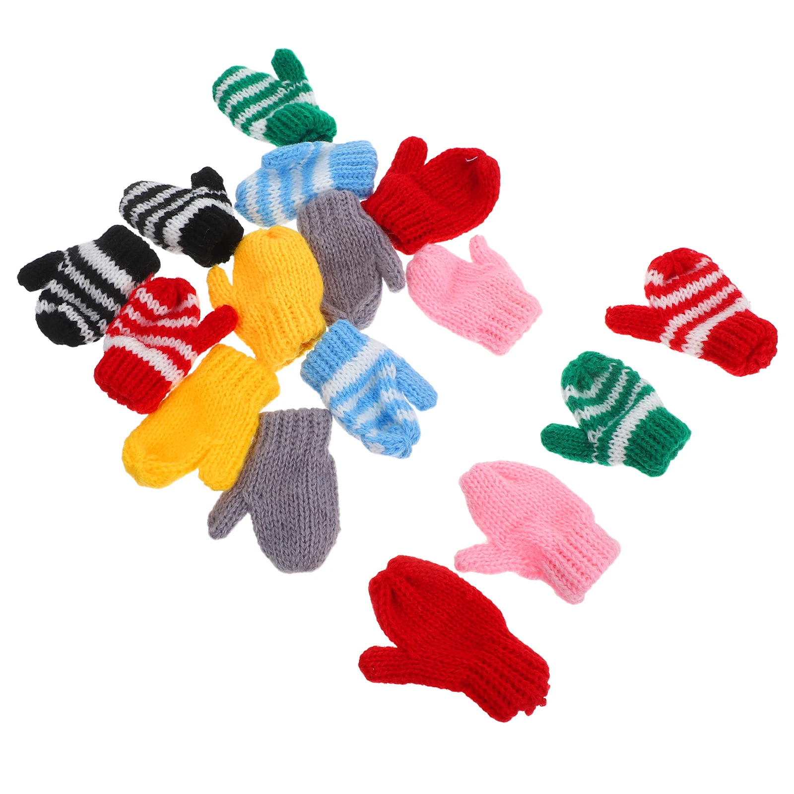 Mini luvas decorativas de crochê para crianças, luvas para artesanato, acessórios para dramatização, enfeites de árvore de férias