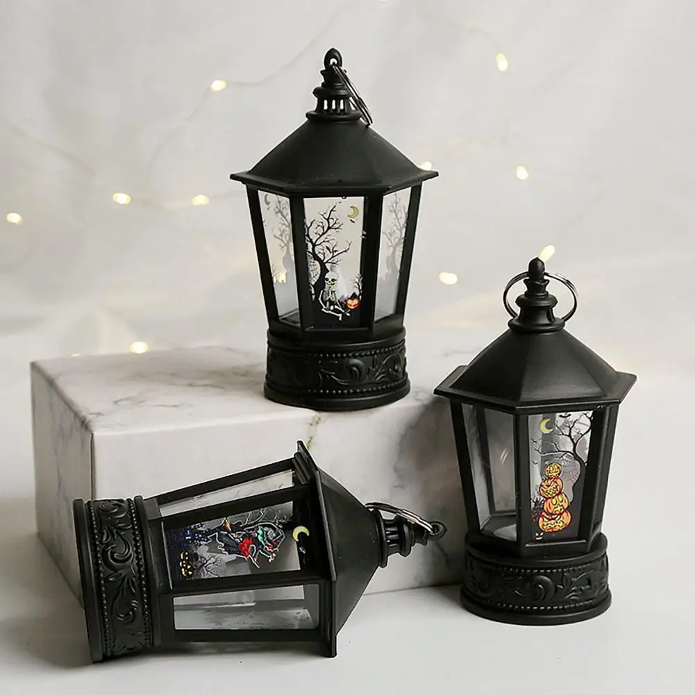 Portable Wind Lantern for Holidays Family-friendly Halloween Option Spooky Halloween Led Lanterns for Atmosphere Decoration