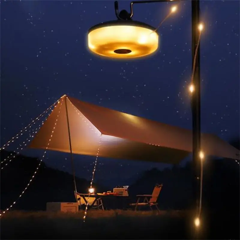 LED Light String Portable Camping Lights 2000mAh Rechargeable 8/10m Outdoor Atmosphere Tent Wedding Decor Color Strip Star Lamp