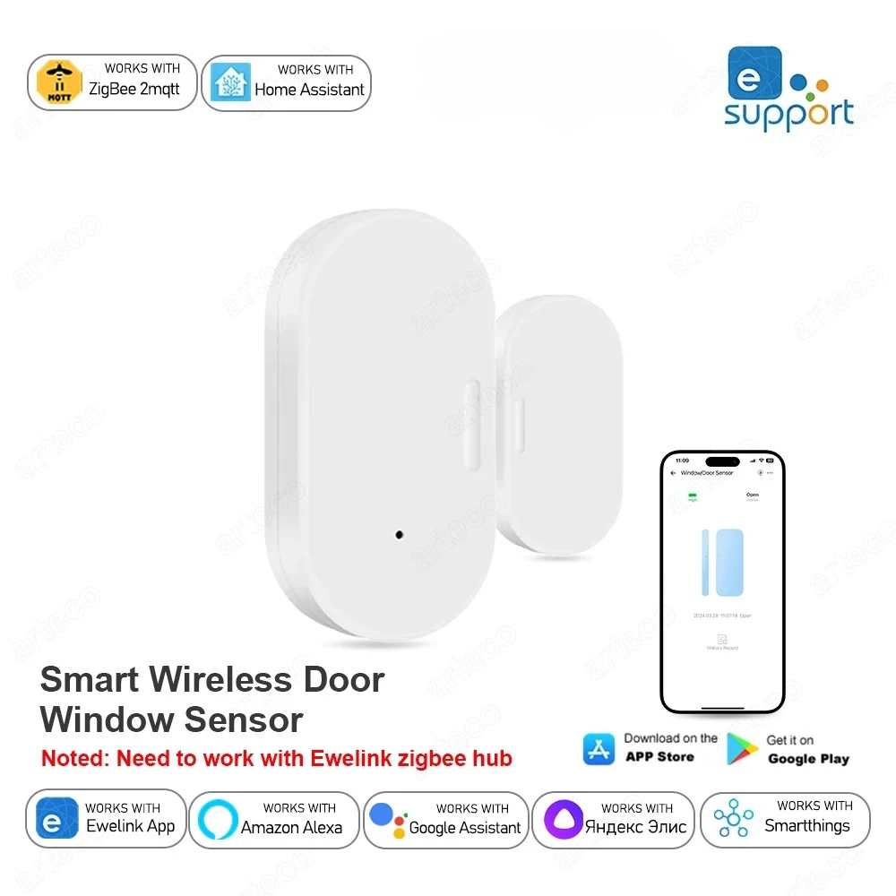 

Door Window Sensor Open Closed Detector Security Wireless Burglar Alarm Door Sensors Support Alexa Home Assistant Z2M