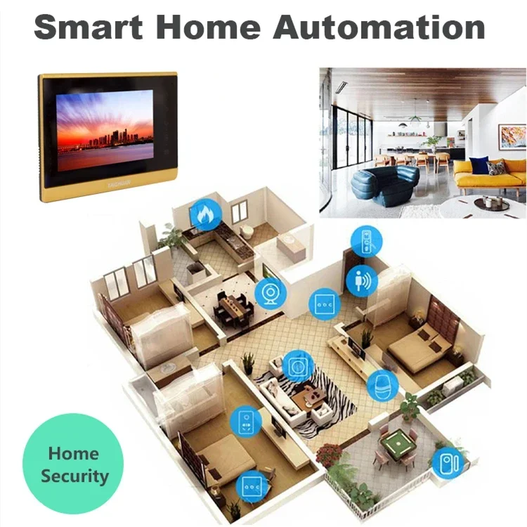 Low Cost IP Villa Doorbell 7 Inch Support 8CH Home Security for Villa Video Door Phone IC Card Unlock Video Intercom System